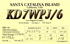 IOTA NA-066 SANTA CATALINA ISLANDよりQSLカードが届きました